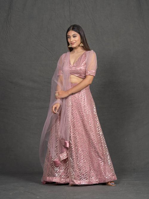 Pink Panchi Net Lehenga