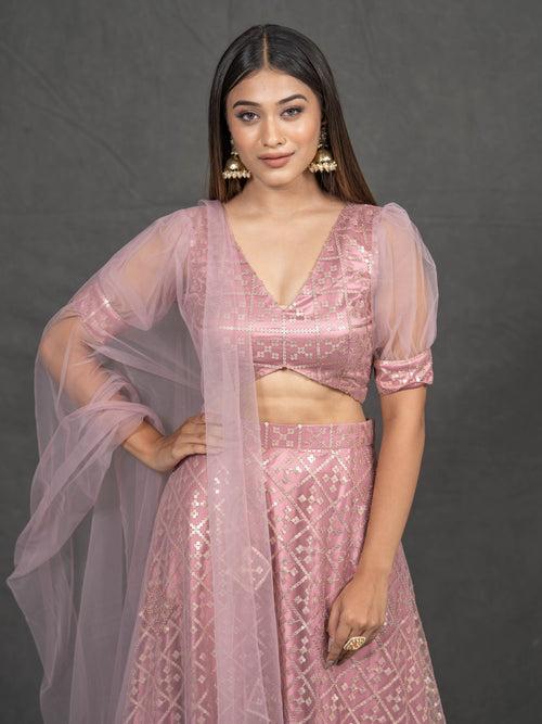 Pink Panchi Net Lehenga