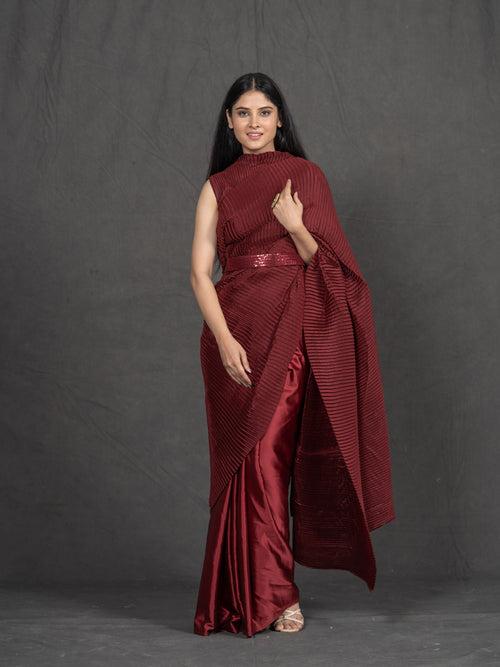 Pleated Red Saree