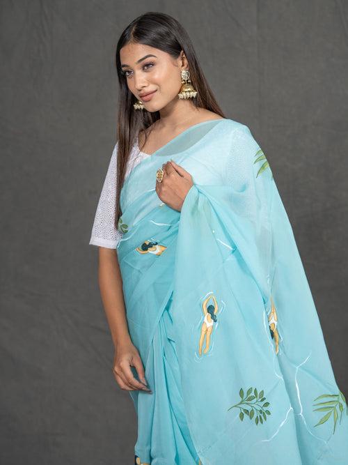 Sagar Handpainted Saree