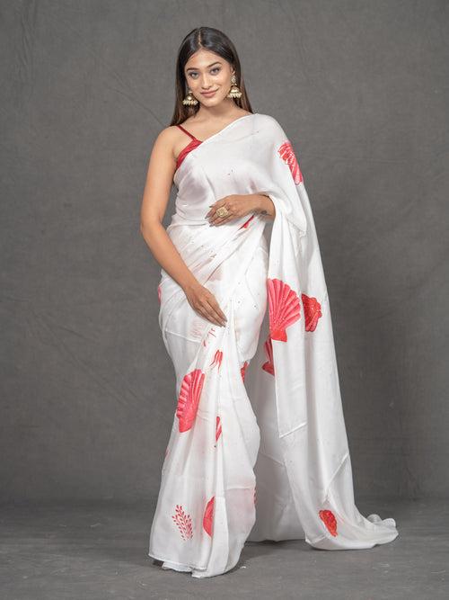 Shank Handpainted Satin Saree