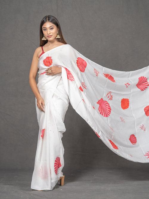 Shank Handpainted Satin Saree