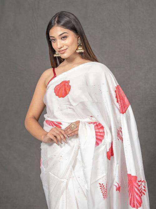 Shank Handpainted Satin Saree