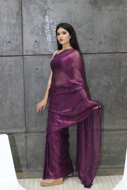 Shimmery Wine Saree