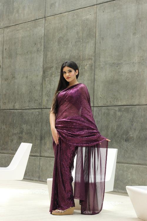 Shimmery Wine Saree