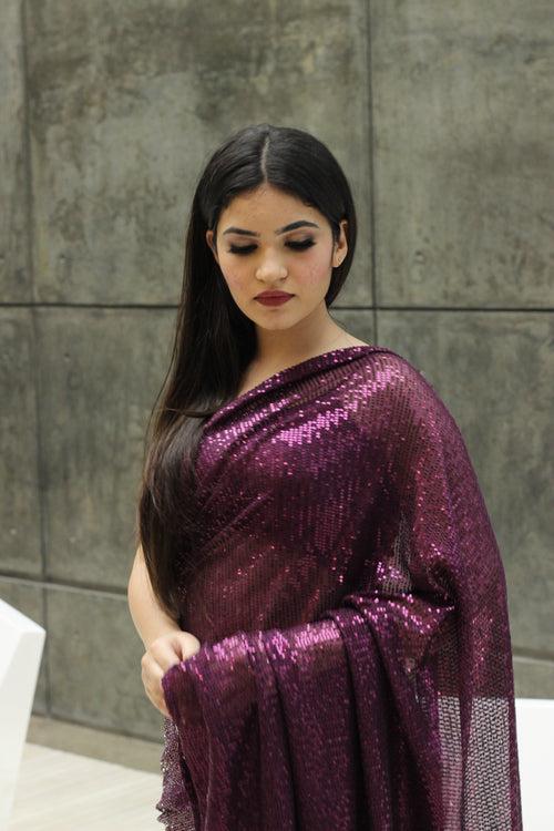 Shimmery Wine Saree