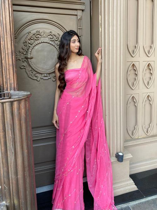 Gulabi Dimond Chiffon Saree