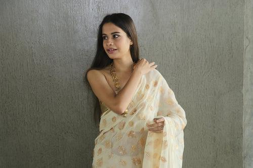 Ivory Jute Georgette Saree