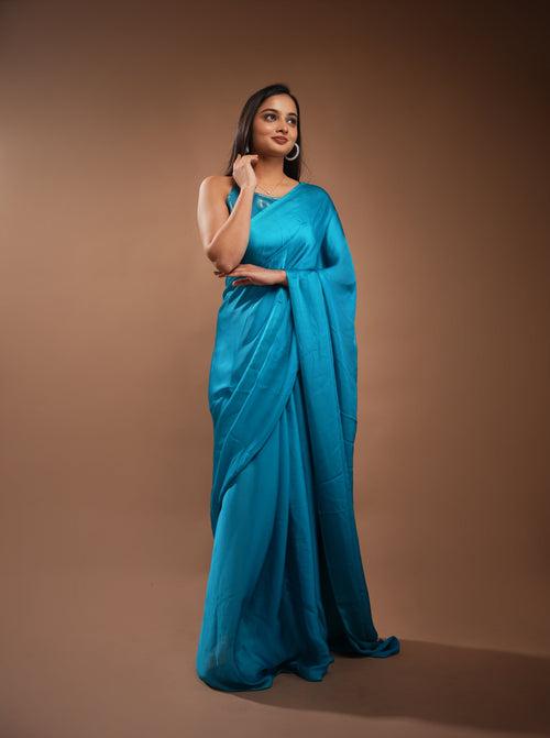 Navya Shimmer Blue Saree