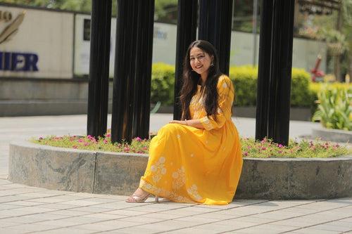 Yellow Floral Chikankari Set