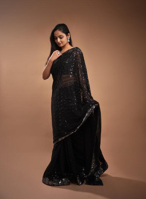 Nimrat Black Sequin Saree