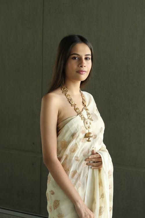 Ivory Jute Georgette Saree