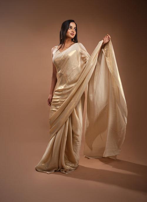 Reya Golden Grace Pre-Draped Saree