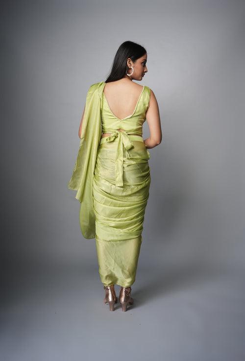 Neemli Pre draped Green Saree