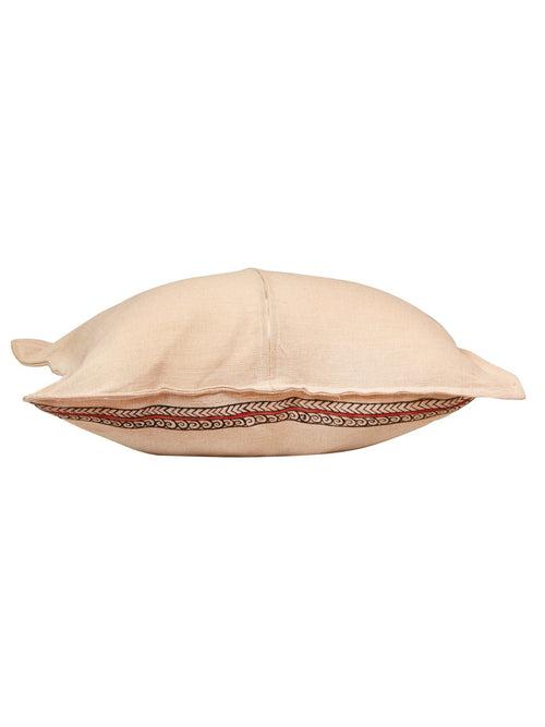 Handpainted Rajasthani Cushion Cover In Beige