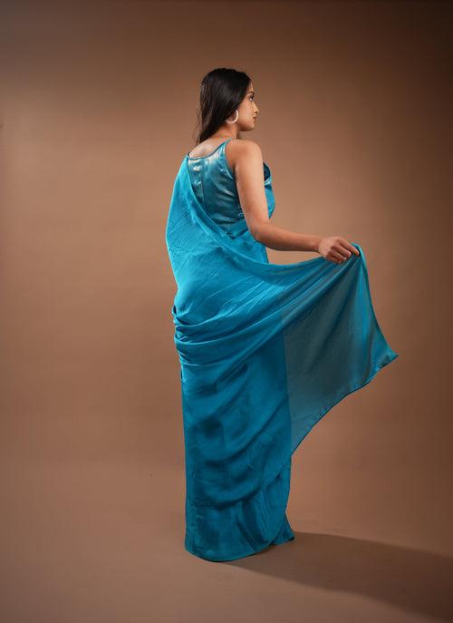 Navya Shimmer Blue Saree