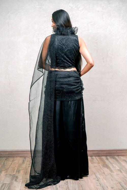 Izumi Pre-draped Black Cocktail Saree