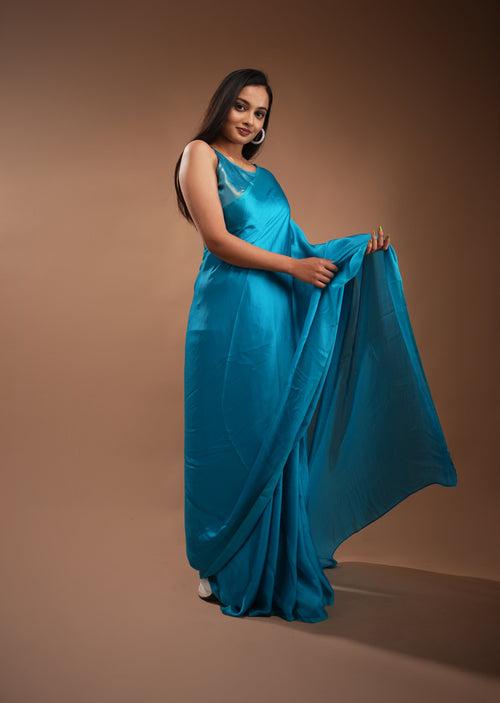 Navya Shimmer Blue Saree