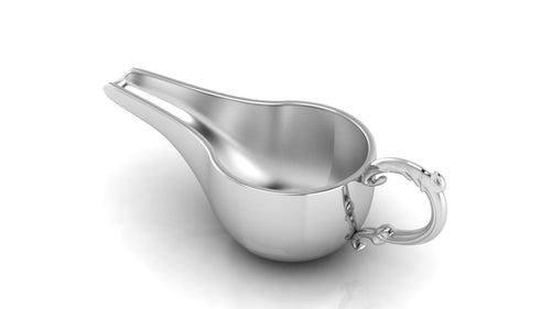 Silver Baby Feeder - Round Milk / Medicine Porringer with a Victorian Handle