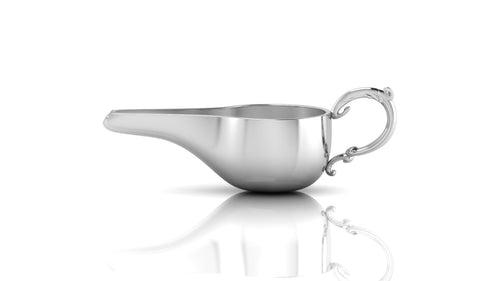 Silver Baby Feeder - Round Milk / Medicine Porringer with a Victorian Handle