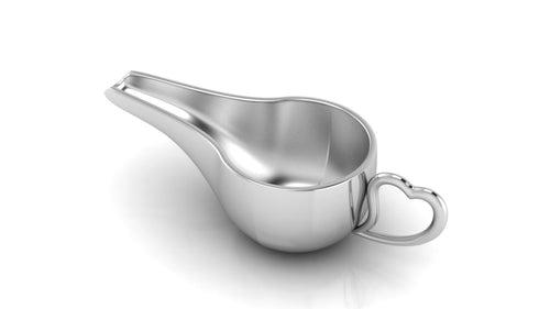 Silver Baby Feeder - Round Milk / Medicine Porringer with a Heart Handle