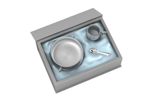 Silver Plated Gift Set for Baby - Hamper with Horse Bowl, Cup and Spoon