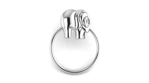 Silver Elephant Ring Baby Rattle