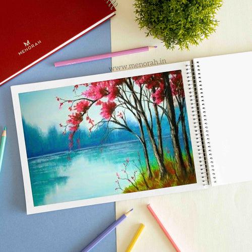 A4 - PREMIUM SKETCHBOOK - 115GSM - METAL SPIRAL BOUND - (LANDSCAPE)