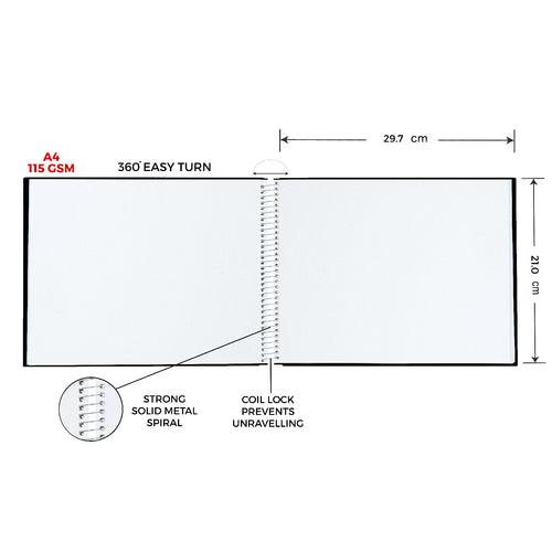A4 - PREMIUM SKETCHBOOK - 115GSM - METAL SPIRAL BOUND - (LANDSCAPE)