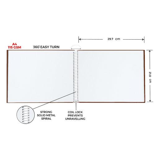 A4 - PREMIUM SKETCHBOOK - 115GSM - METAL SPIRAL BOUND - (LANDSCAPE)