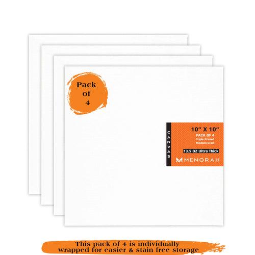 CANVAS PANELS - 13.5 OZ ( 420GSM ) - PACK OF 4 - (10.0 x 10.0 inch)