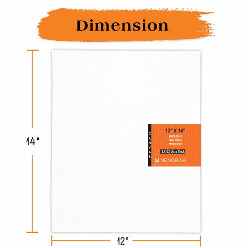 CANVAS PANELS - 13.5 OZ ( 420GSM ) - PACK OF 4 - (12.0 x 14.0 inch)