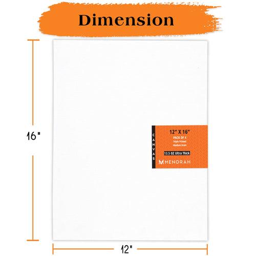 CANVAS PANELS - 13.5 OZ ( 420GSM ) - PACK OF 4 - (12.0 x 16.0 inch)