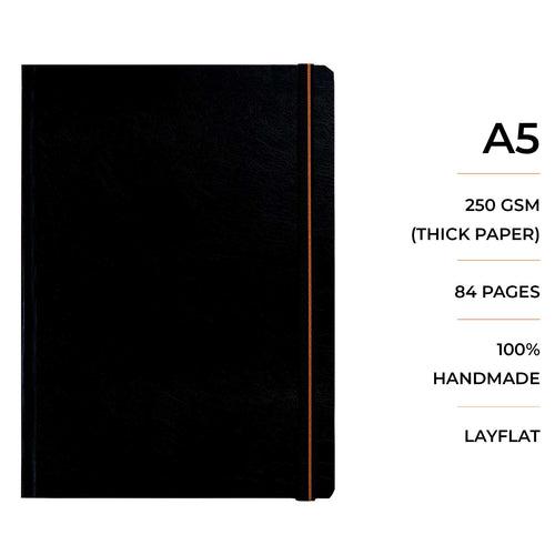 A5 - TRUE BLACK PAPER SKETCHBOOK - 250GSM - CASEBOUND - (PORTRAIT)