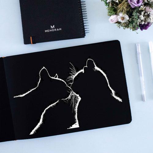 A4 - TRUE BLACK PAPER SKETCHBOOK - 250GSM - CASEBOUND - (LANDSCAPE)