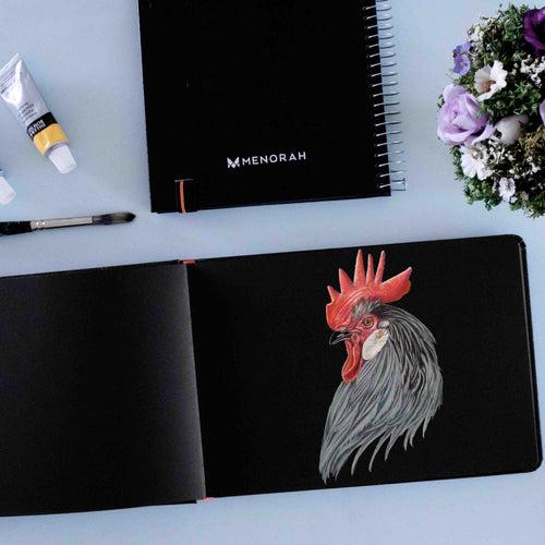 A5 - TRUE BLACK PAPER SKETCHBOOK - 250GSM - CASEBOUND - (LANDSCAPE)