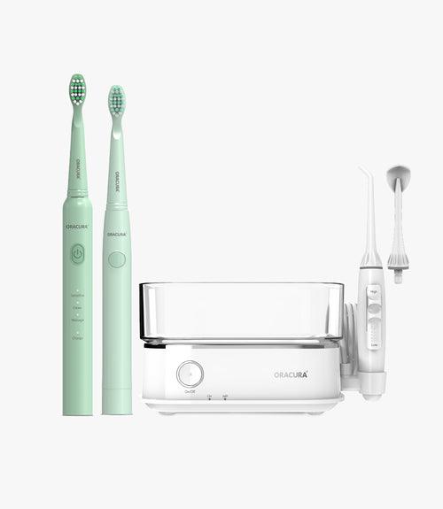 ORACURA® Daily Care Combo OC450 Countertop Smart Water Flosser® & SB100 Sonic Lite Battery Operated Electric Toothbrush & SB200 Sonic Lite Electric Rechargeable Toothbrush