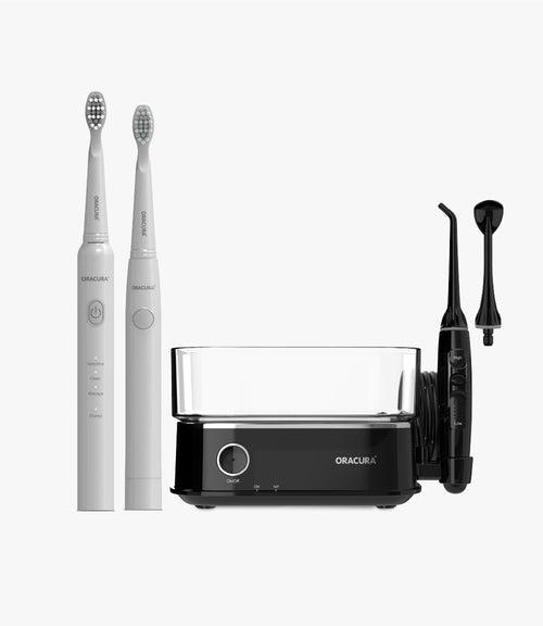 ORACURA® Daily Care Combo OC450 Countertop Smart Water Flosser® & SB100 Sonic Lite Battery Operated Electric Toothbrush & SB200 Sonic Lite Electric Rechargeable Toothbrush