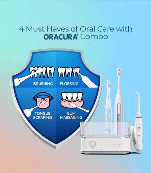 ORACURA® Daily PRO Combo OC450 Countertop Smart Water Flosser® & SB300 Sonic Smart Electric Rechargeable Toothbrush & KSB200 Sonic Kids Rechargeable Electric Toothbrush