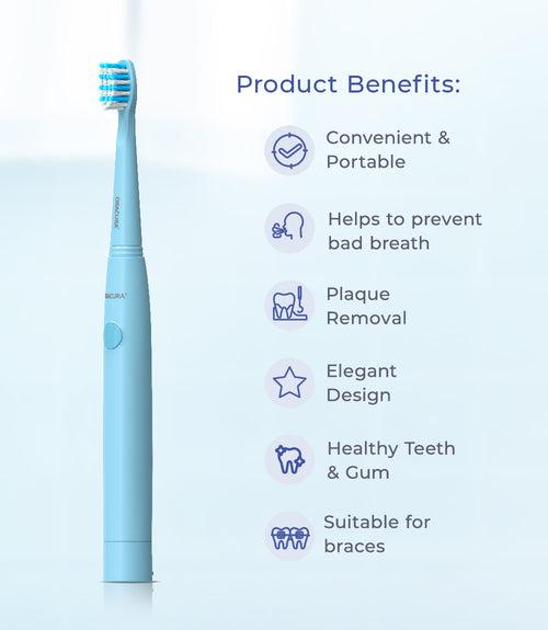 SB100 Sonic Lite Battery Operated Electric Toothbrush (Blue)