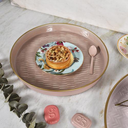 Elan Soiree Serving Tray (12 inches, Dash Emboss, Dusty Rose)