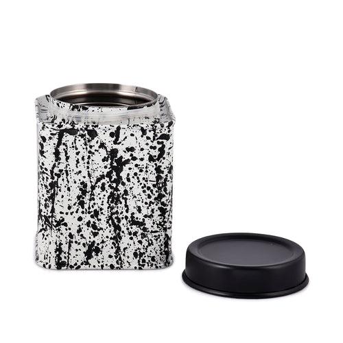 Elan Splatterful Collection, Air-Tight Stainless Steel Square Kitchen Storage Container (Black & White, 500ml each)