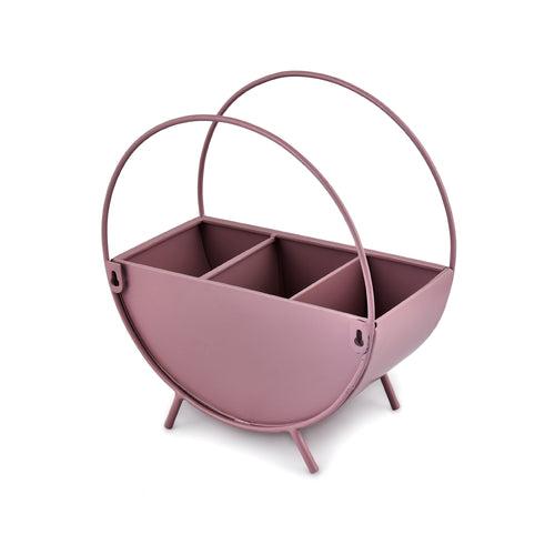 Elan Orb Cutlery Holder, Round Shape, 3 Sections  (Mauve, Metal)