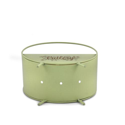 Elan Orb Cutlery Holder, Round Shape, 3 Sections (Fern Green, Metal)