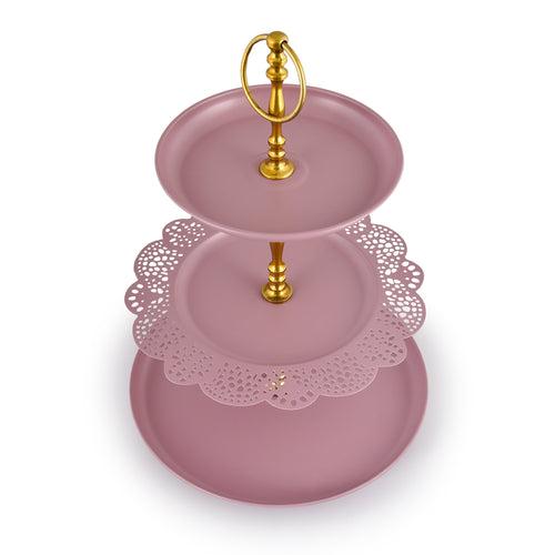 ELAN Flourish 3 Tier Cake Stand for birthday party (Mauve)