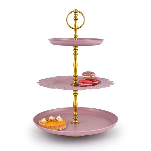 ELAN Flourish 3 Tier Cake Stand for birthday party (Mauve)