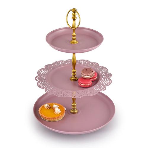 ELAN Flourish 3 Tier Cake Stand for birthday party (Mauve)