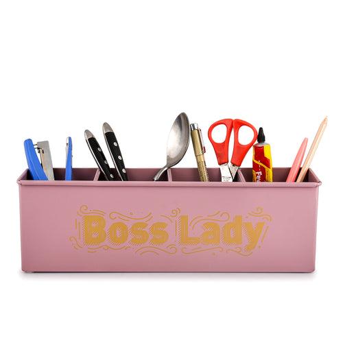 Elan Boss Lady All In One Multifunctional Office Supplies Desk Organizer- Mauve