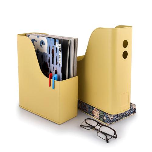 ELAN Sauve Metal File Holder, Books and Magzine Holder, Set of 2 (Daisy Yellow)