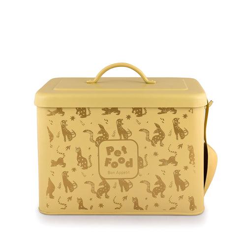 ELAN Pet Food Storage Container with Scoop |Metal Dog & Cat Food Storage Box (Daisy Yellow)